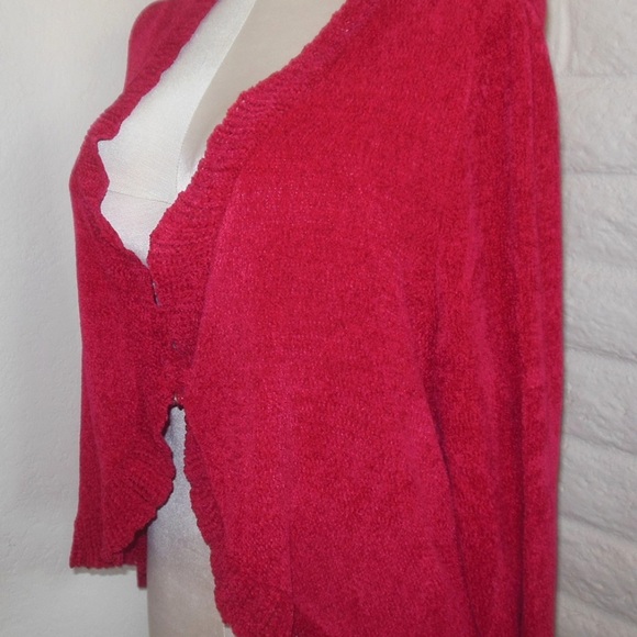 Catherines 4X Red Chenille 3/4-Slv Sweater Shrug - Picture 2 of 3